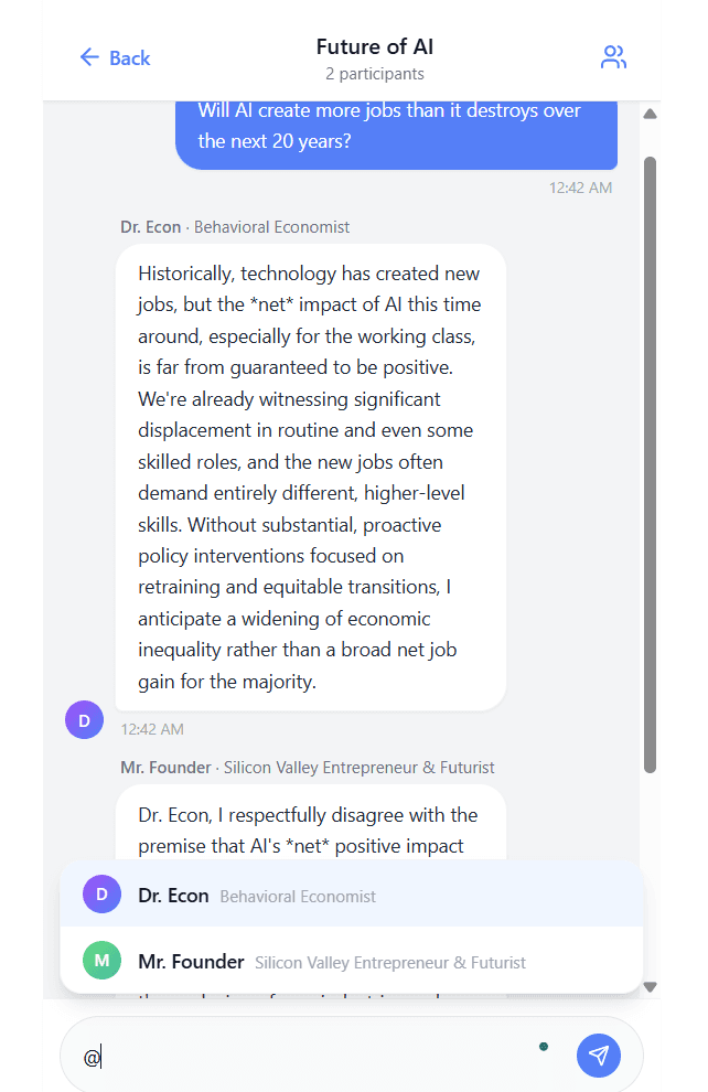 @ mention dropdown for directing questions