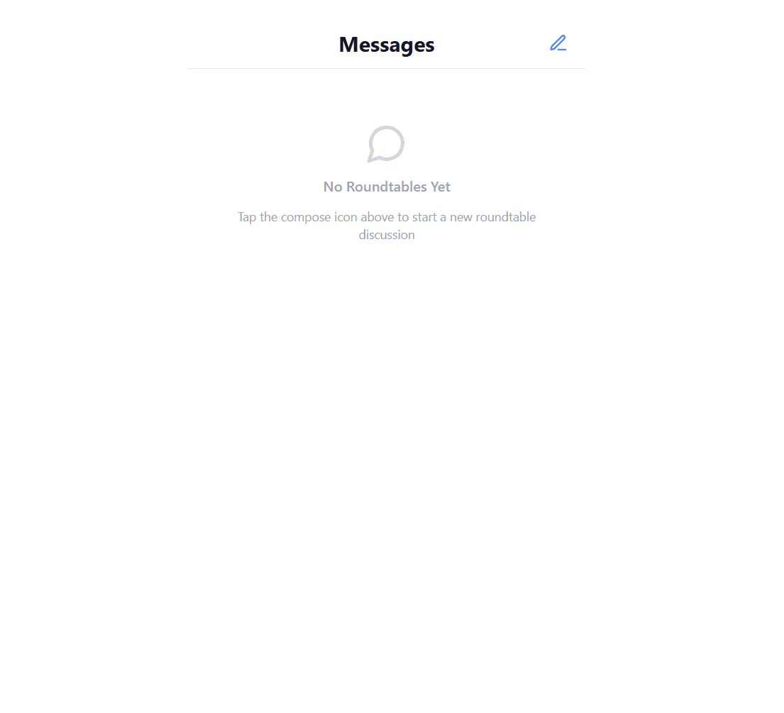 Empty messages screen