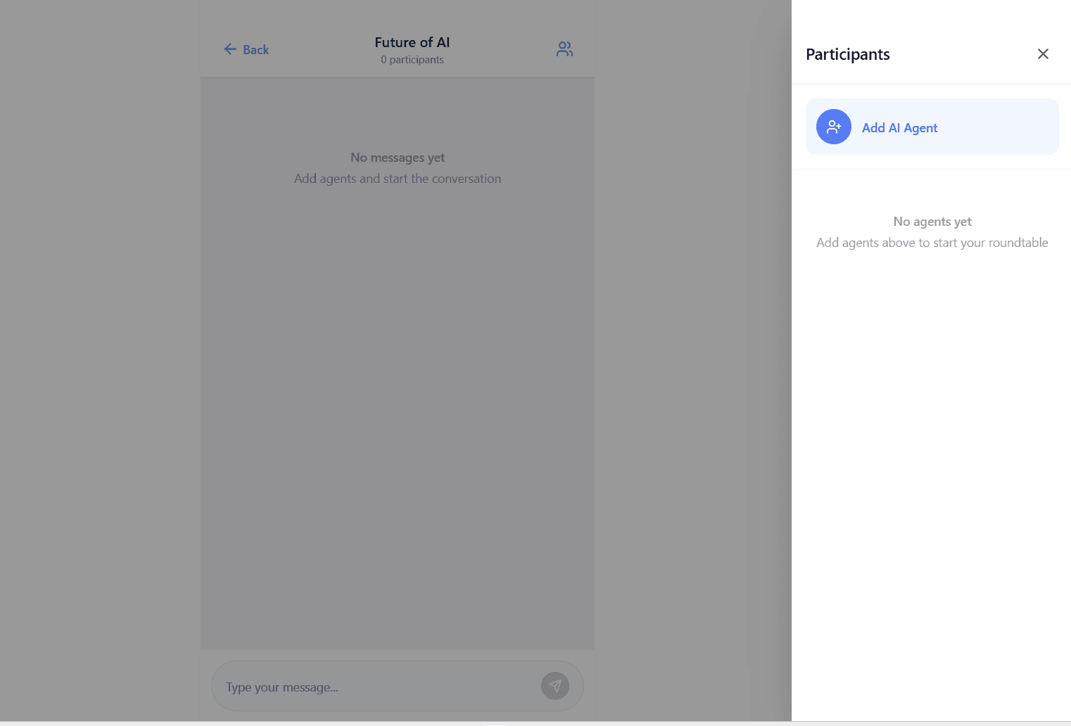 Participants sidebar with Add AI Agent button